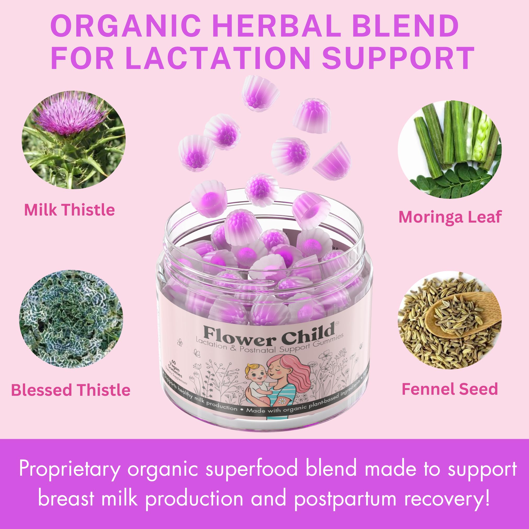 Flower Child DHA algae oil label suggests baby brain development support