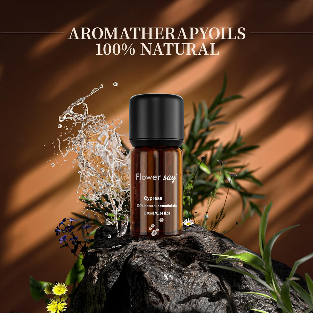 FLOWERSAY Cypress essential oil in a soap-making scene for natural DIY skincare.