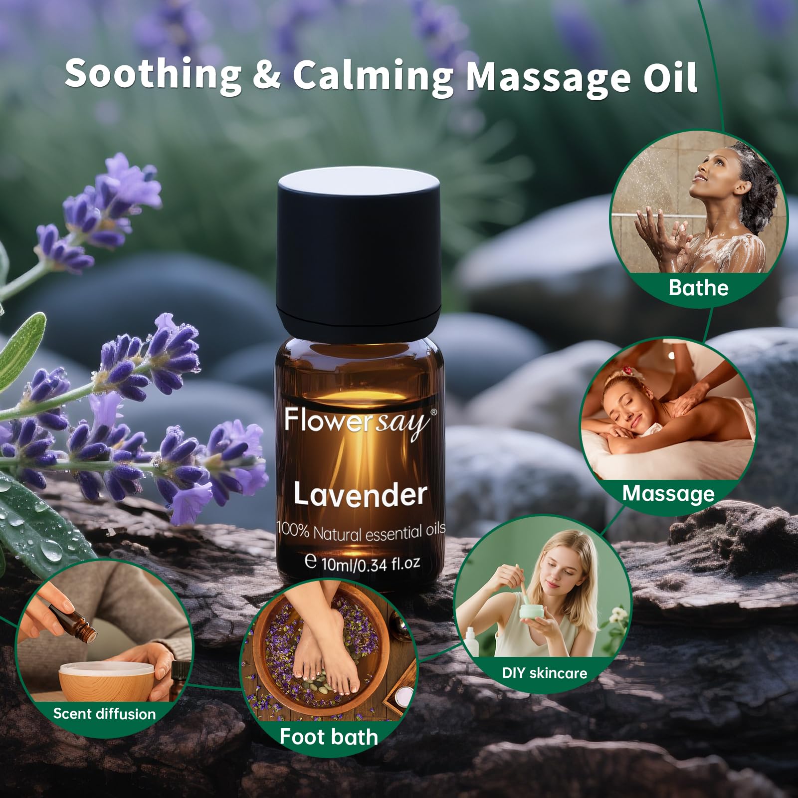 FLOWERSAY Lavender Oil used in hair-care for scalp balance.