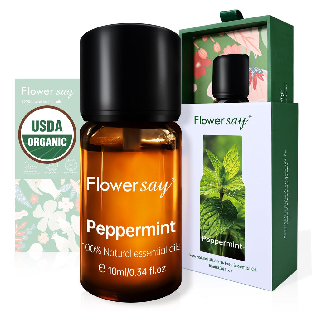 FLOWERSAY Peppermint Oil bottle pour for a refreshing aroma in your diffuser.
