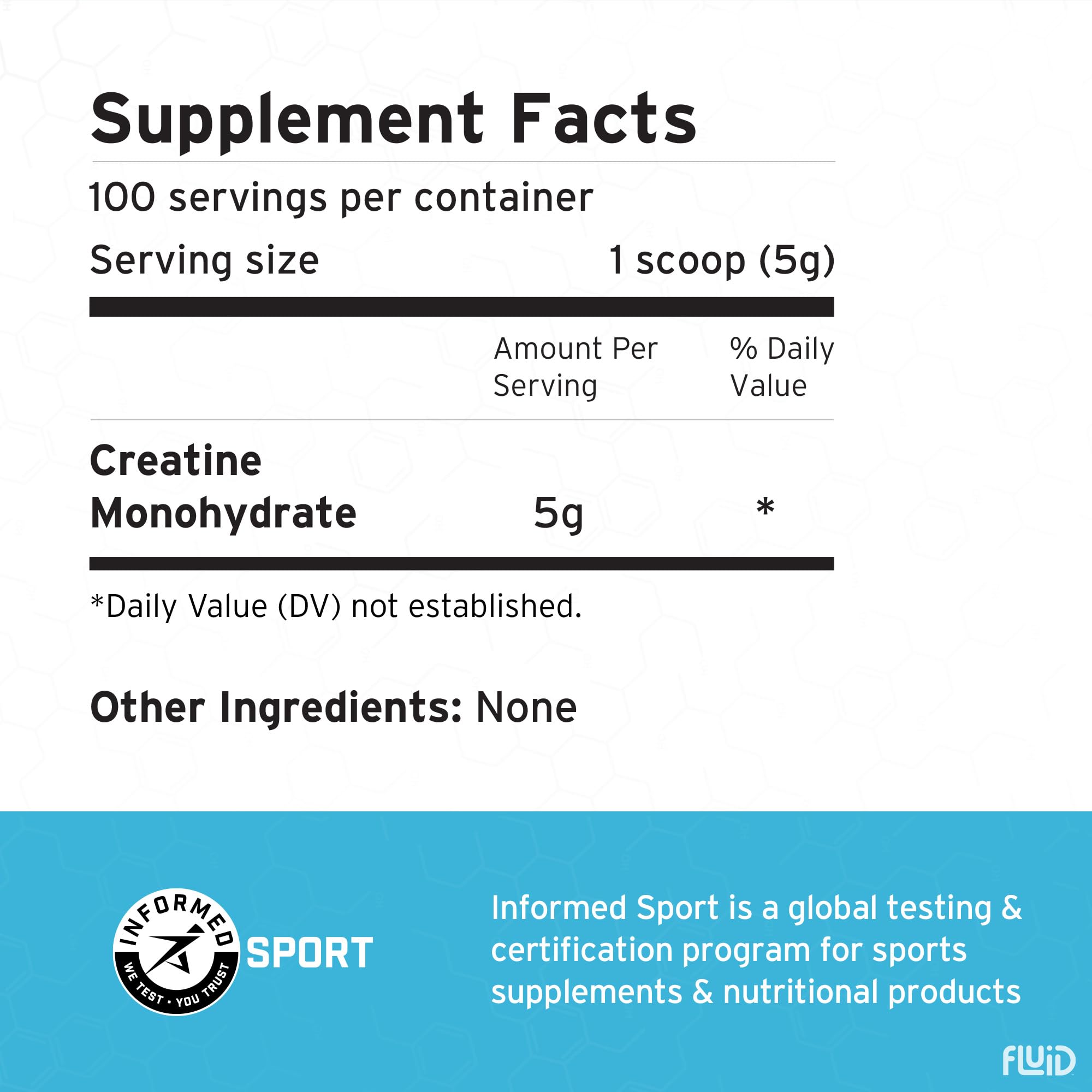 Fluid Creatine resealable pouch keeps freshness between workouts.