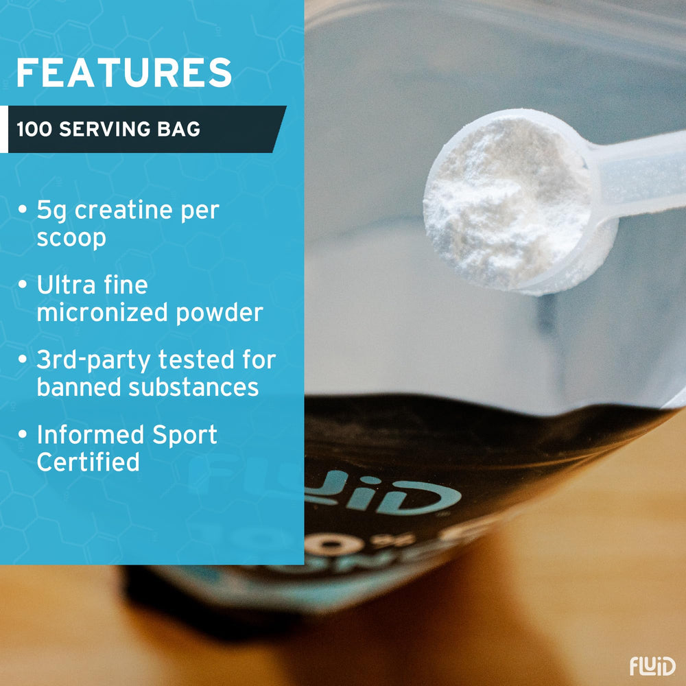 Fluid Creatine Informed Sport certified label, signaling safety and transparency.