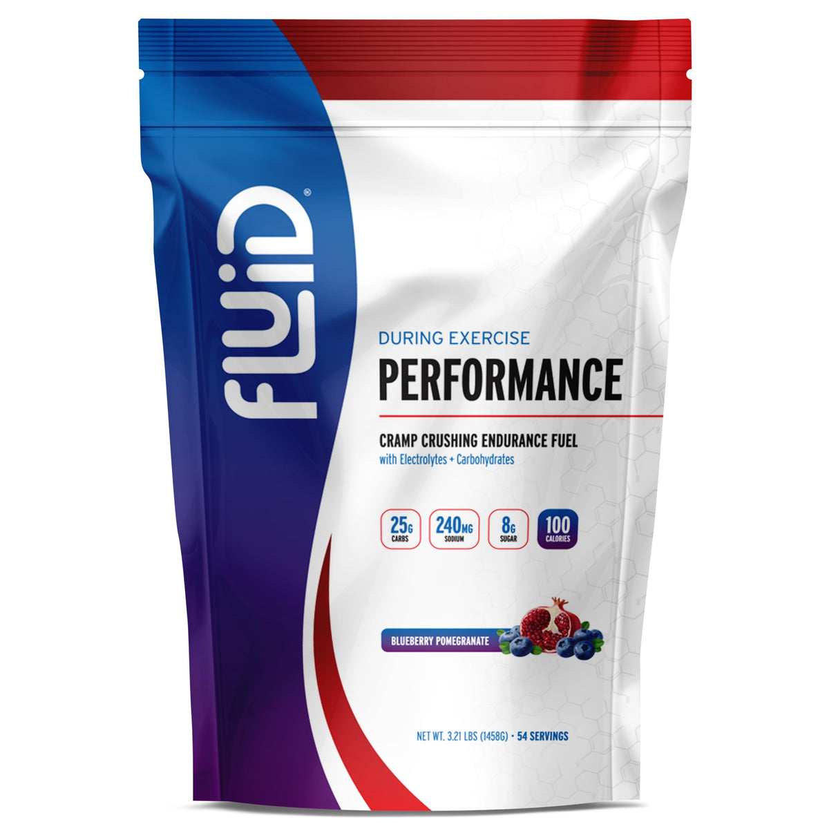 Fluid Performance bottle pour highlighting quick-dissolving endurance fuel for workouts