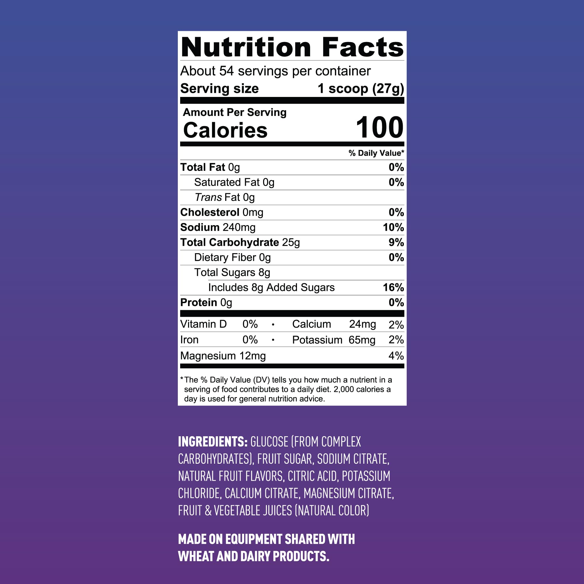 Fluid Performance scoop of powder shows low sugar complex carb blend