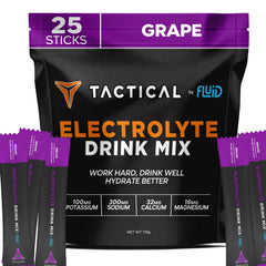 Fluid Tactical grape electrolyte powder packet ready to mix for on-the-go hydration