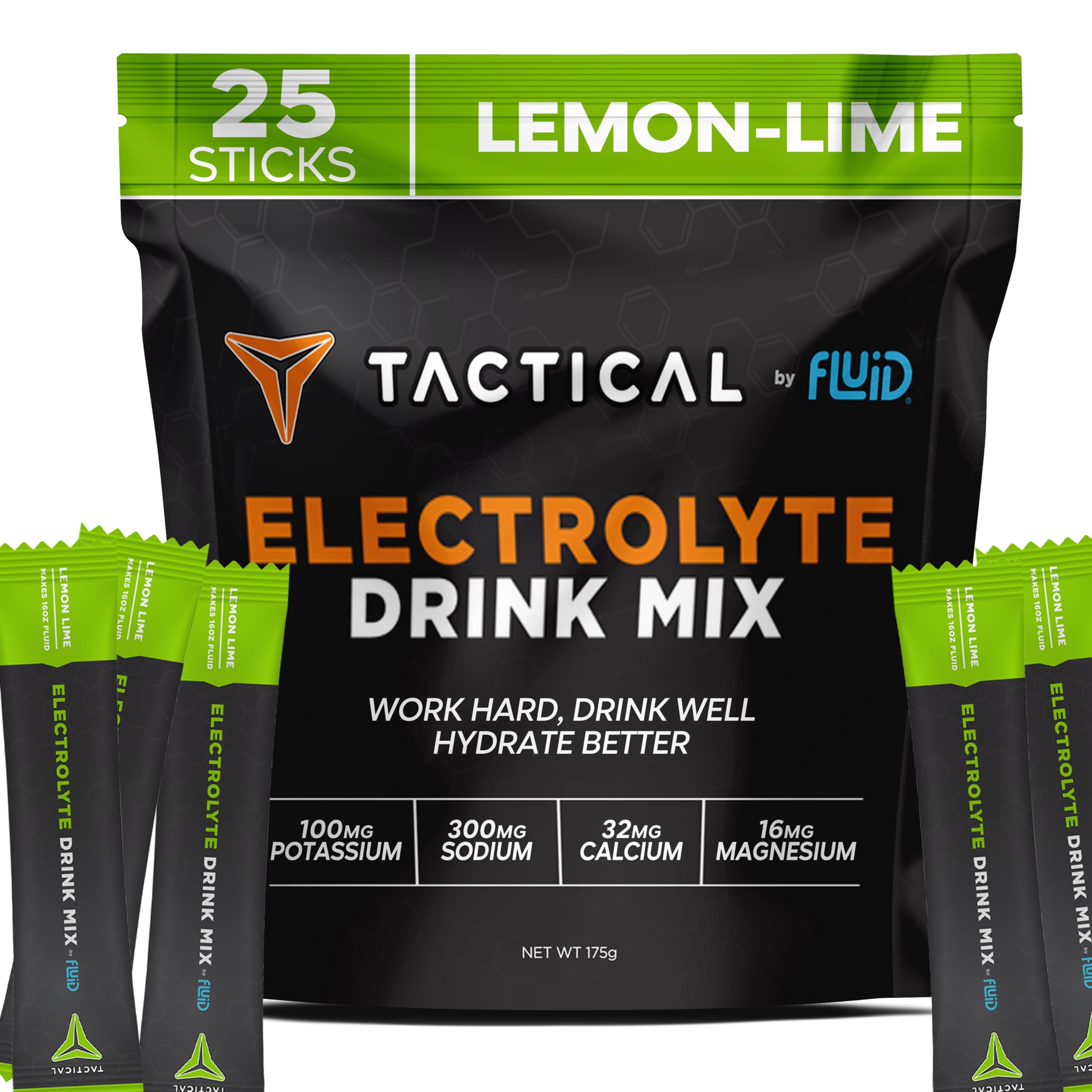 Fluid Tactical Lemon Lime packet closeup for quick hydration on hot job days