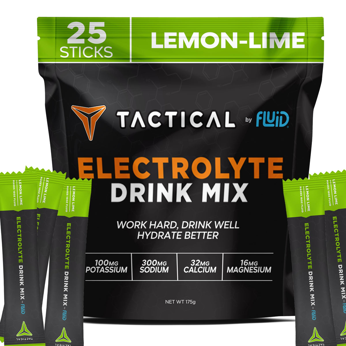 Fluid Tactical Lemon Lime packet closeup for quick hydration on hot job days