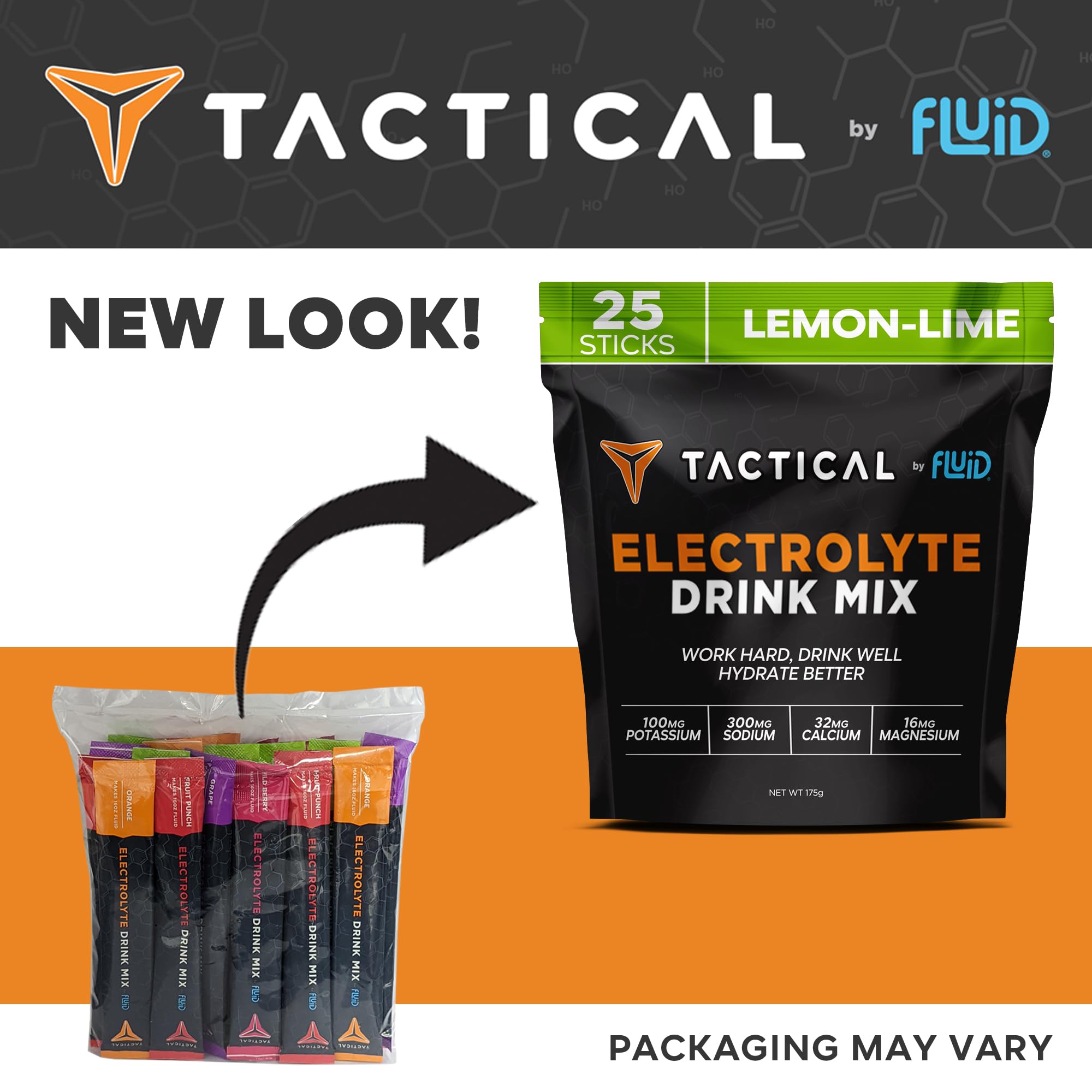 Fluid Tactical variety pack shows all five fruity flavors