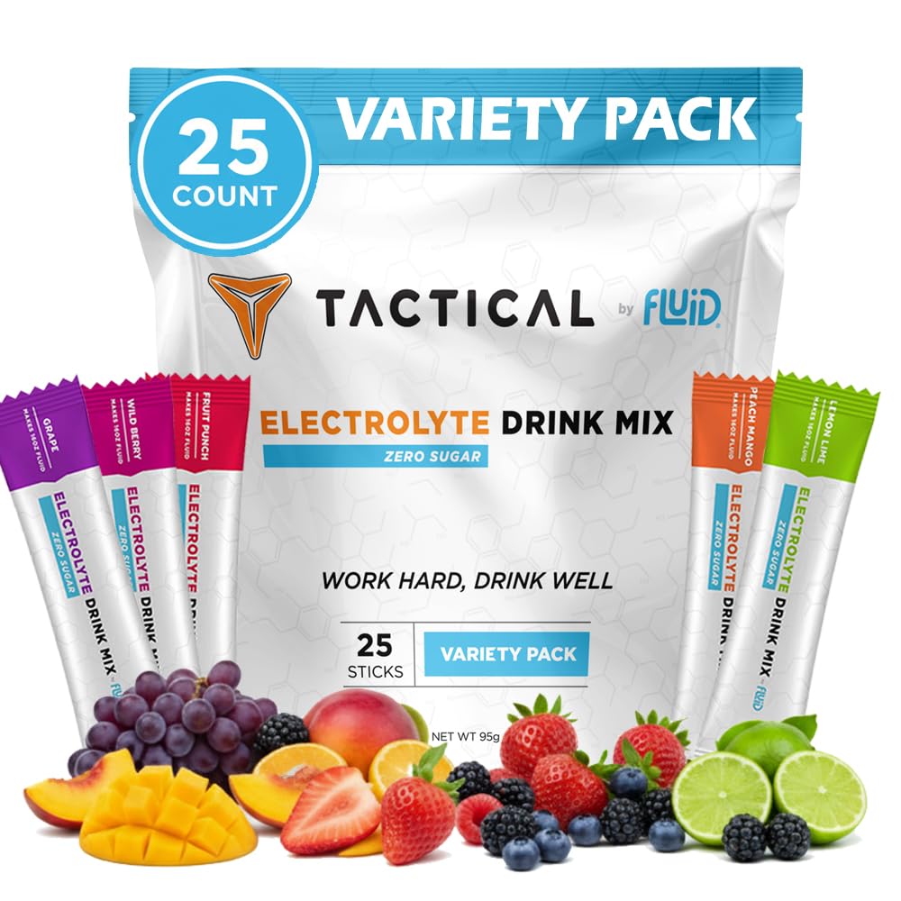 Fluid Tactical variety pack packets for on-the-go hydration options