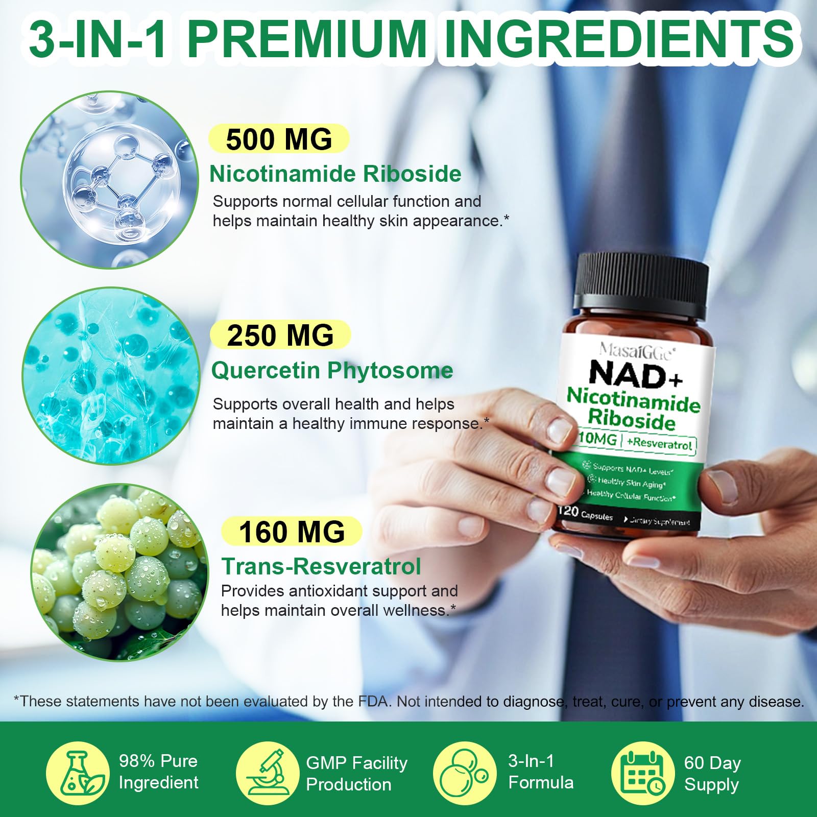 FLWJLKB NAD supplement bottle pour demonstrates dosing.