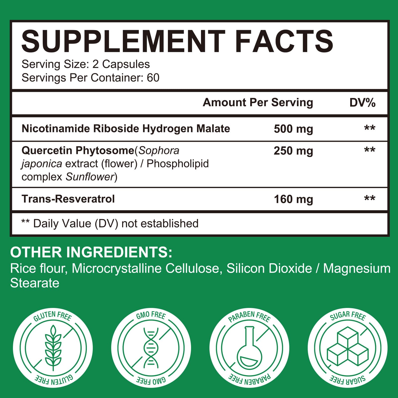 FLWJLKB NAD supplement label displays key ingredients.