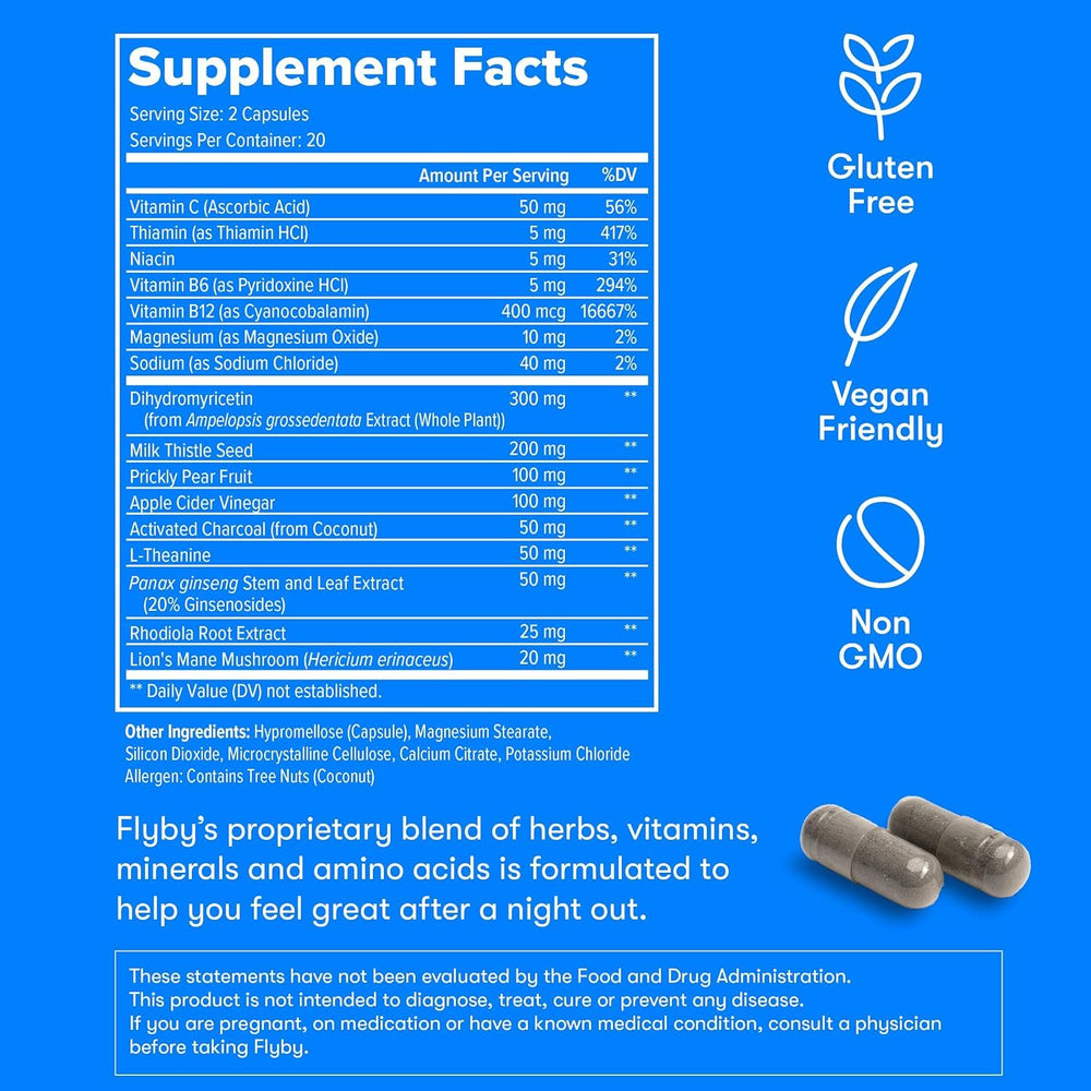 Flyby Recovery ingredients card close-up.