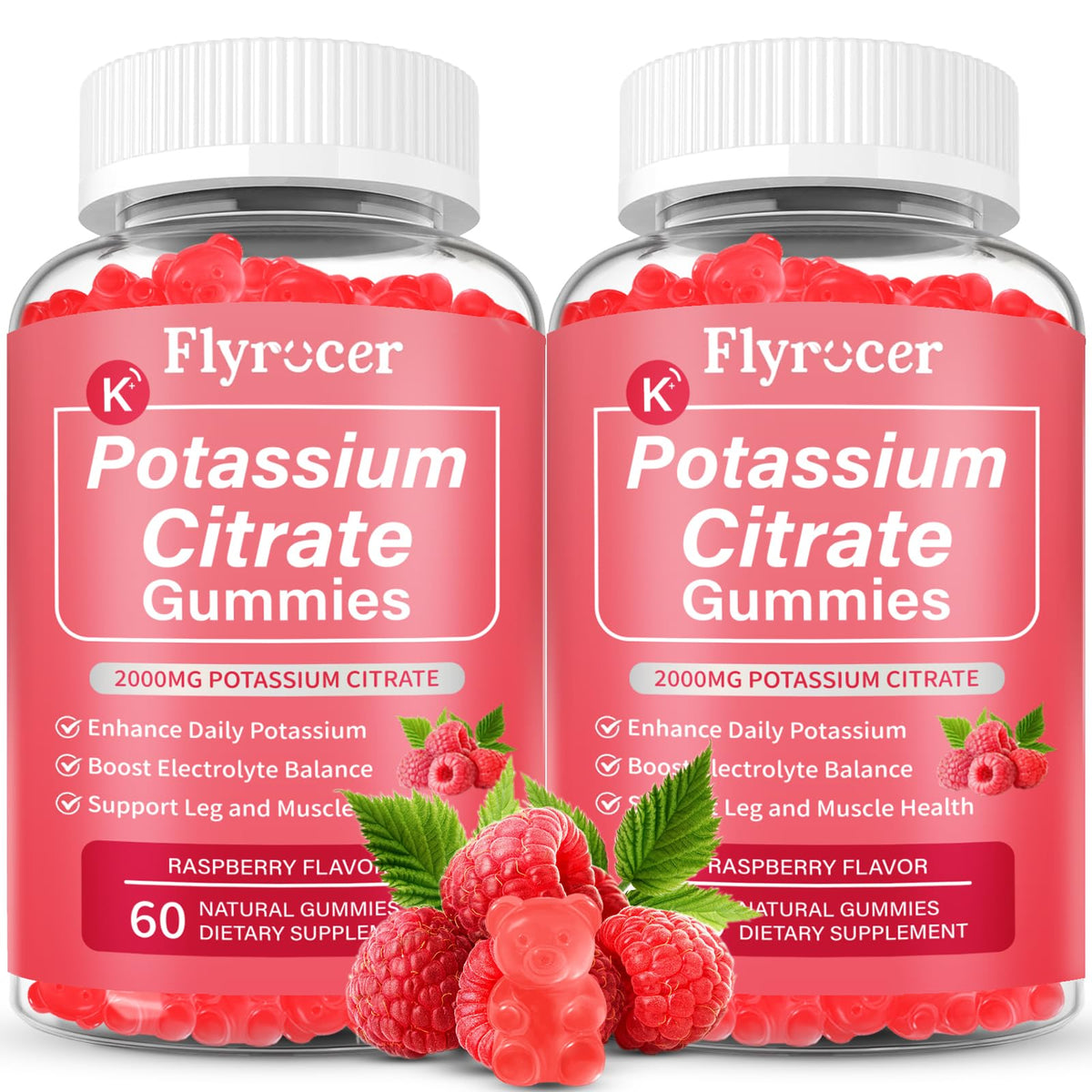 Flyrocer Potassium Citrate Gummies 2-pack front view for convenient electrolyte support.