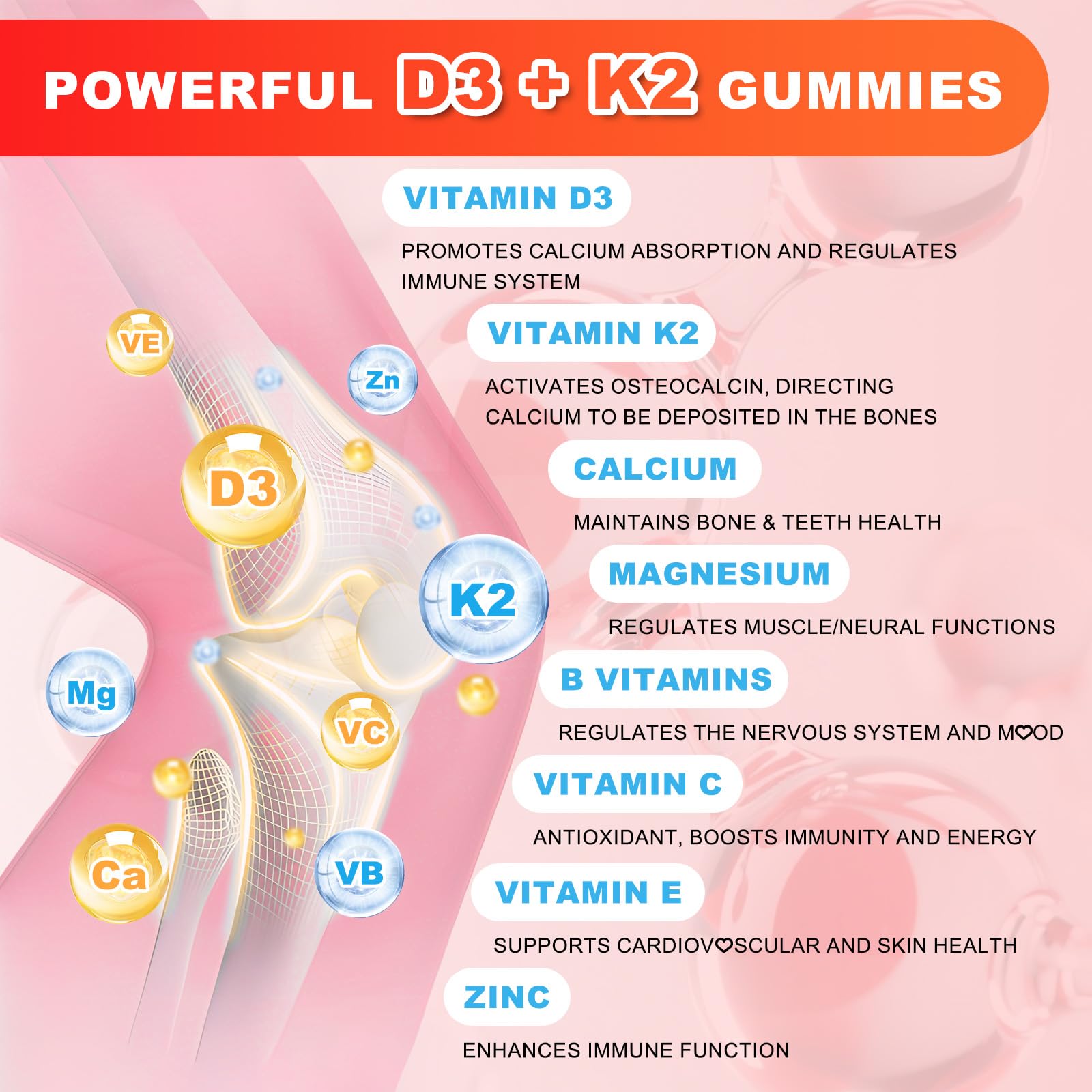 Flyrocer sugar-free vitamin D3 K2 gummies being poured for daily dose