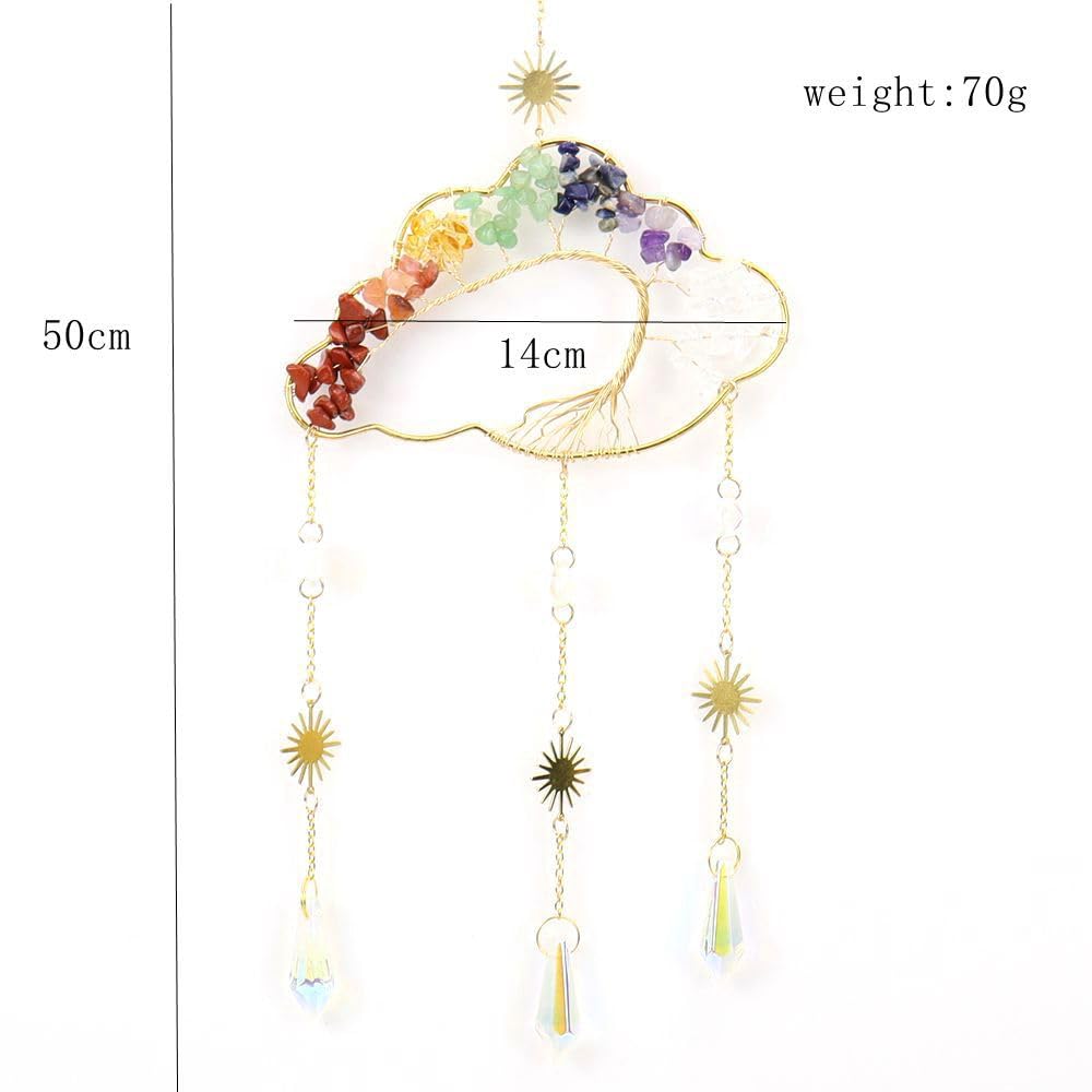 Fmelut 7 Chakras Agate Cloud Dream Catcher refracts colors with grounding vibes