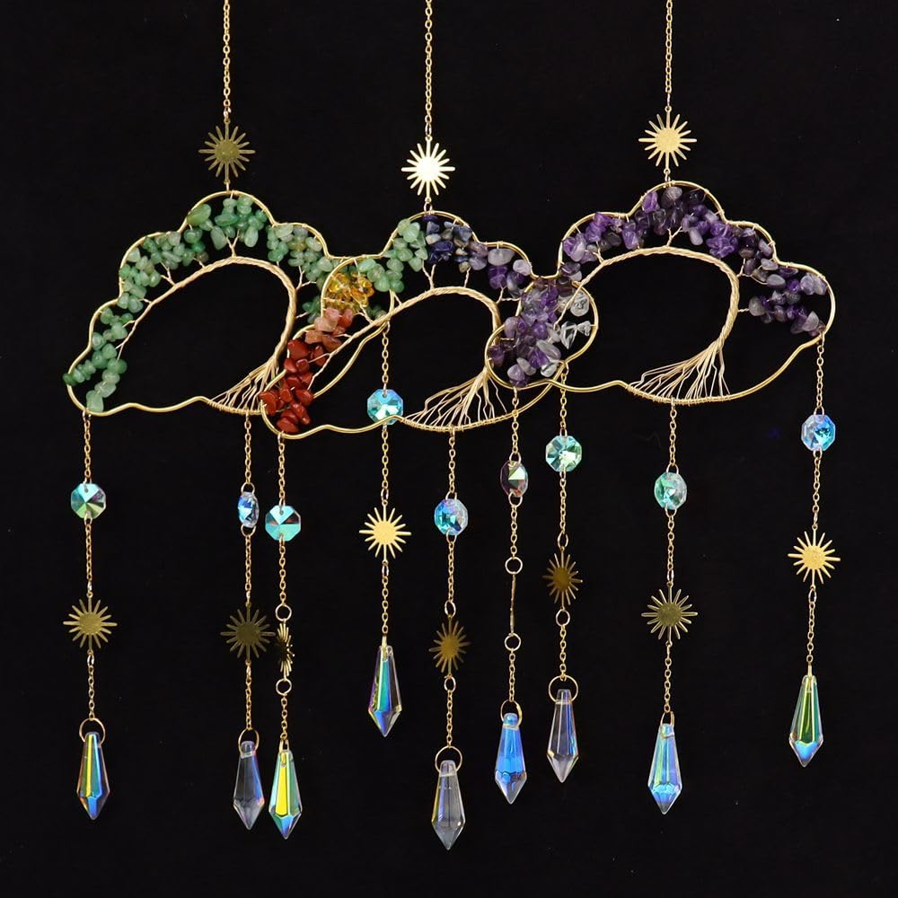 Fmelut Tree of Life wire-wrapped pendant with natural stones