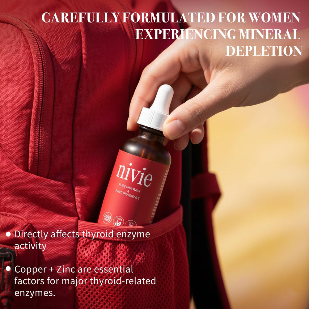 FMRFMR nivie Organics Thyroidsupplement Drops label close-up with minerals