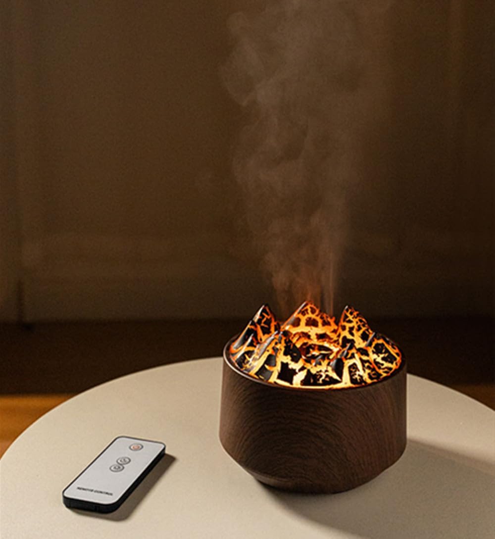 FmuxPt Volcano Flame Diffuser with remote control for easy room-wide adjustments