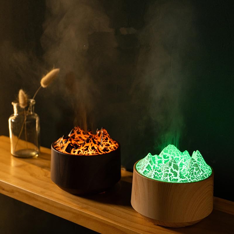 FmuxPt Volcano Flame Diffuser seven-color LED flame lights for mood and decor