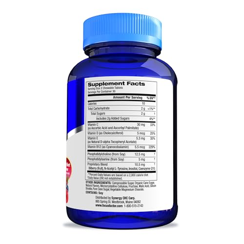 Focus Factor Kids chewables berry-flavor close-up highlights tasty nutrition.