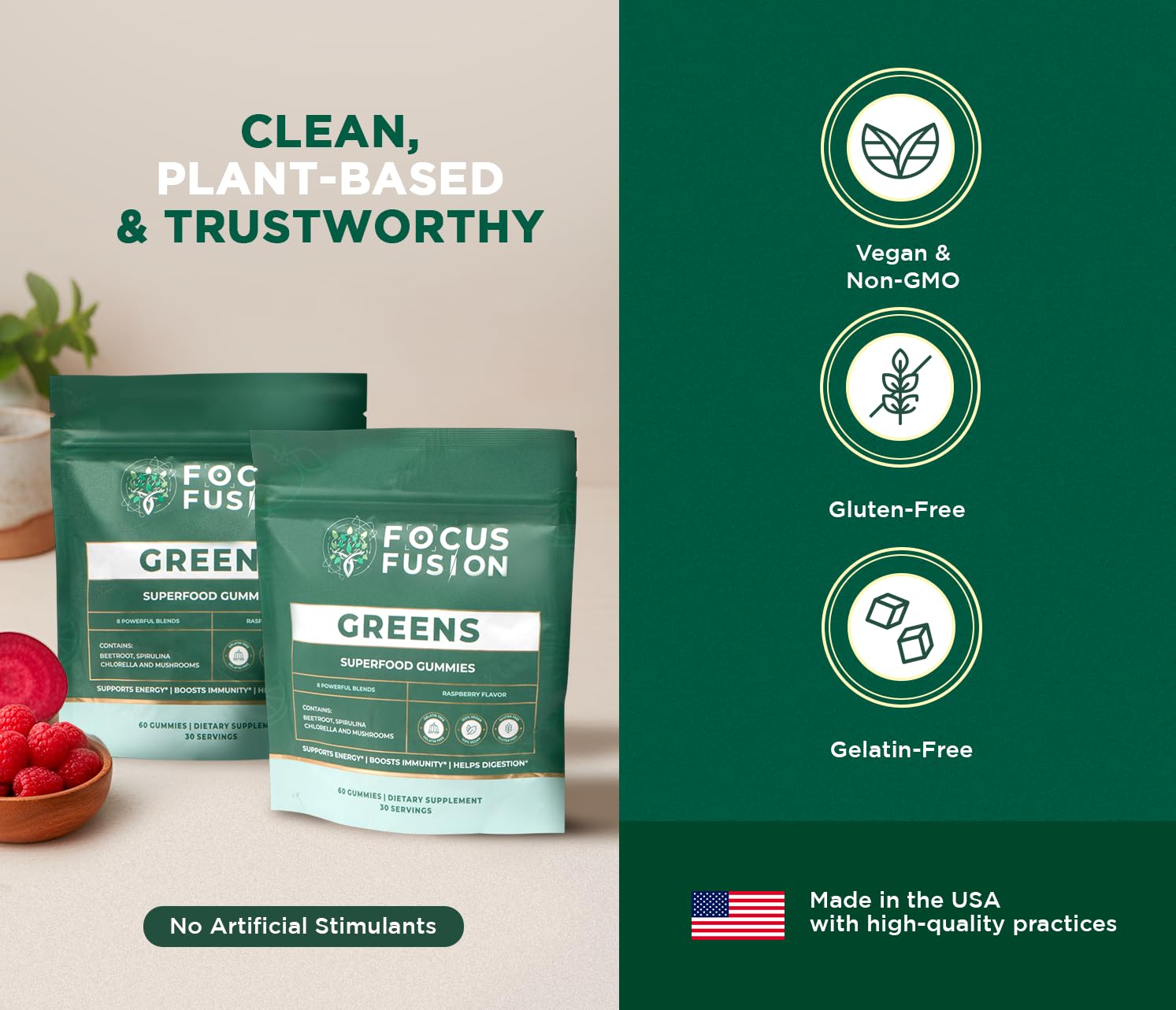 Focus Fusion Supergreen serving tracker—visual reminder for daily greens habit