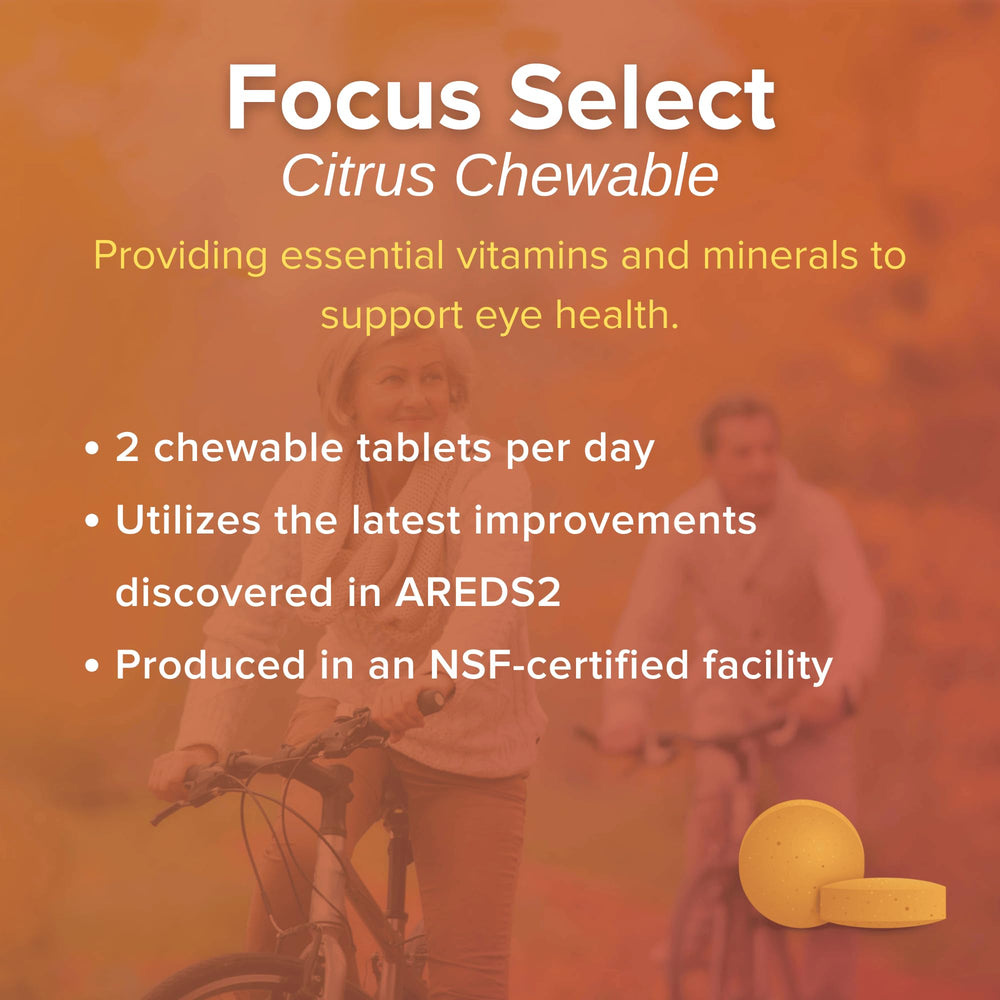 Focus Vision Select AREDS2 chewable citrus flavor graphic indicating natural taste