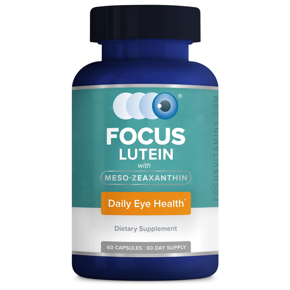Focus Vision Supplements Focus Lutein eyes bottle may support macular pigment for clearer digital viewing.