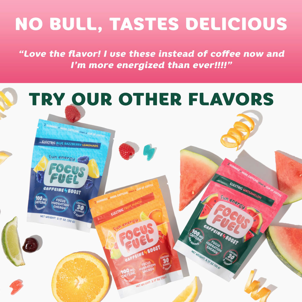 FocusFuel Energy Chews on-the-go for quick energy.