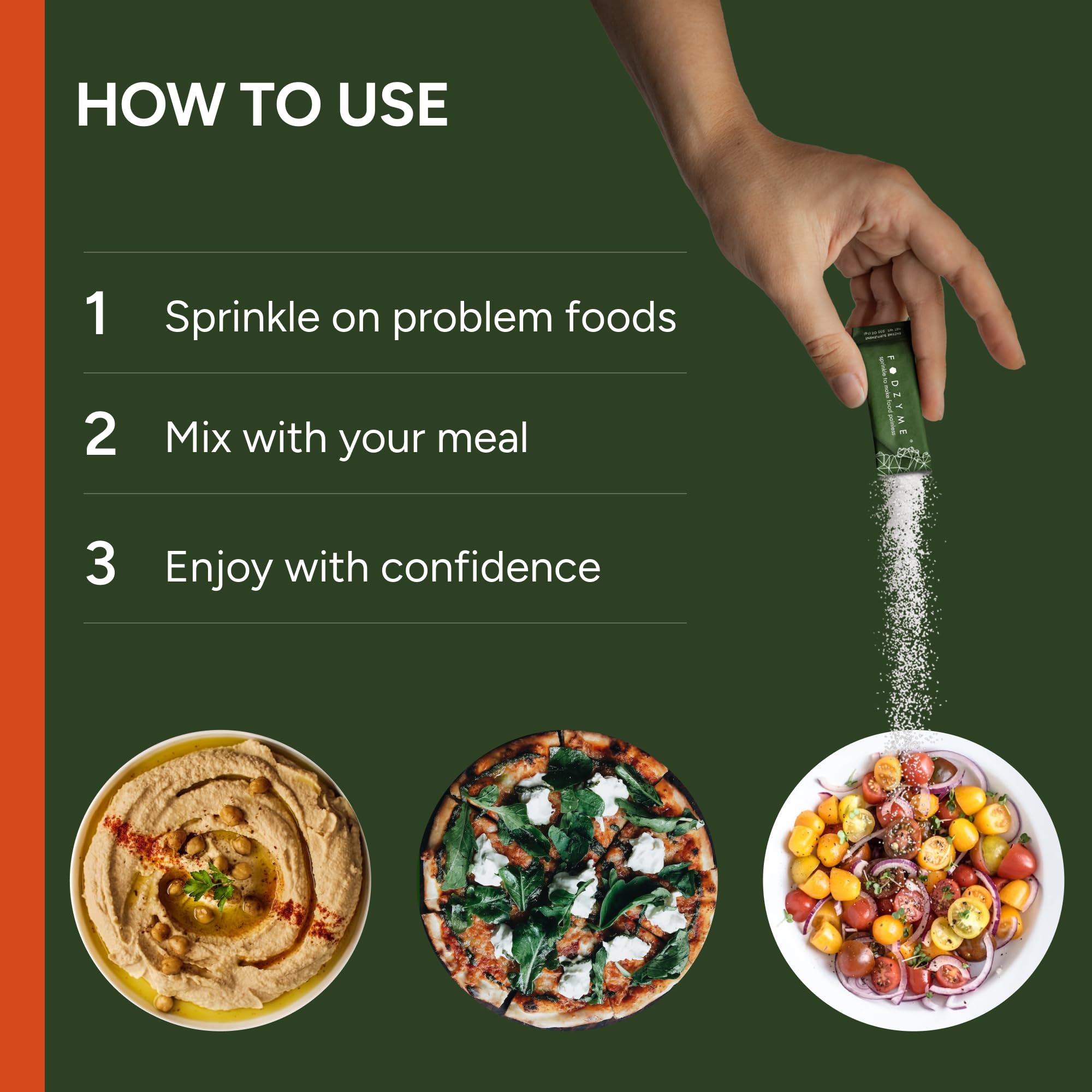 FODZYME Home Kit alpha-galactosidase-enzyme helps digest complex carbohydrates in meals.