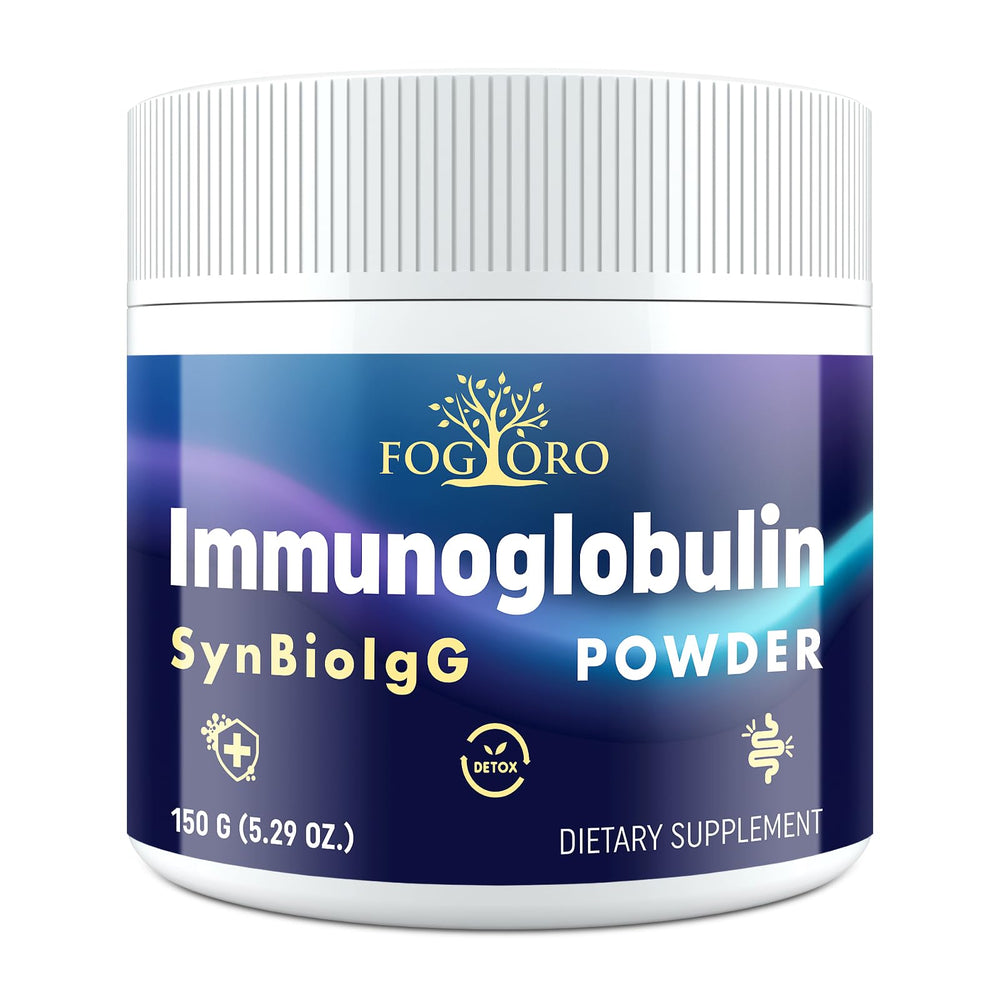 Fogoro IgG immunoglobulin supplement powder with scoop for daily immune support