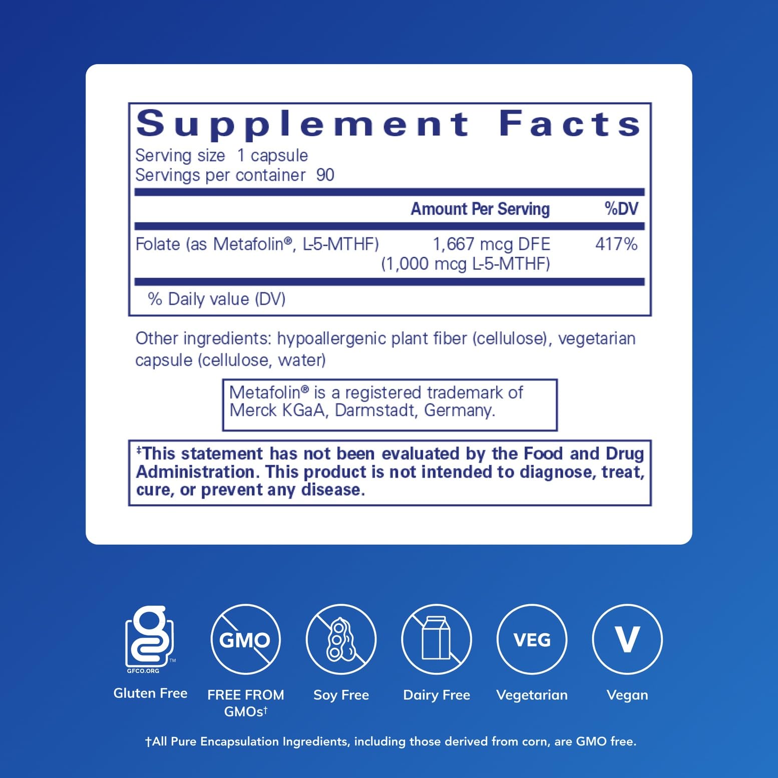 Folate 1000 L-5-MTHF capsules pack showing a convenient daily dose for wellness support.