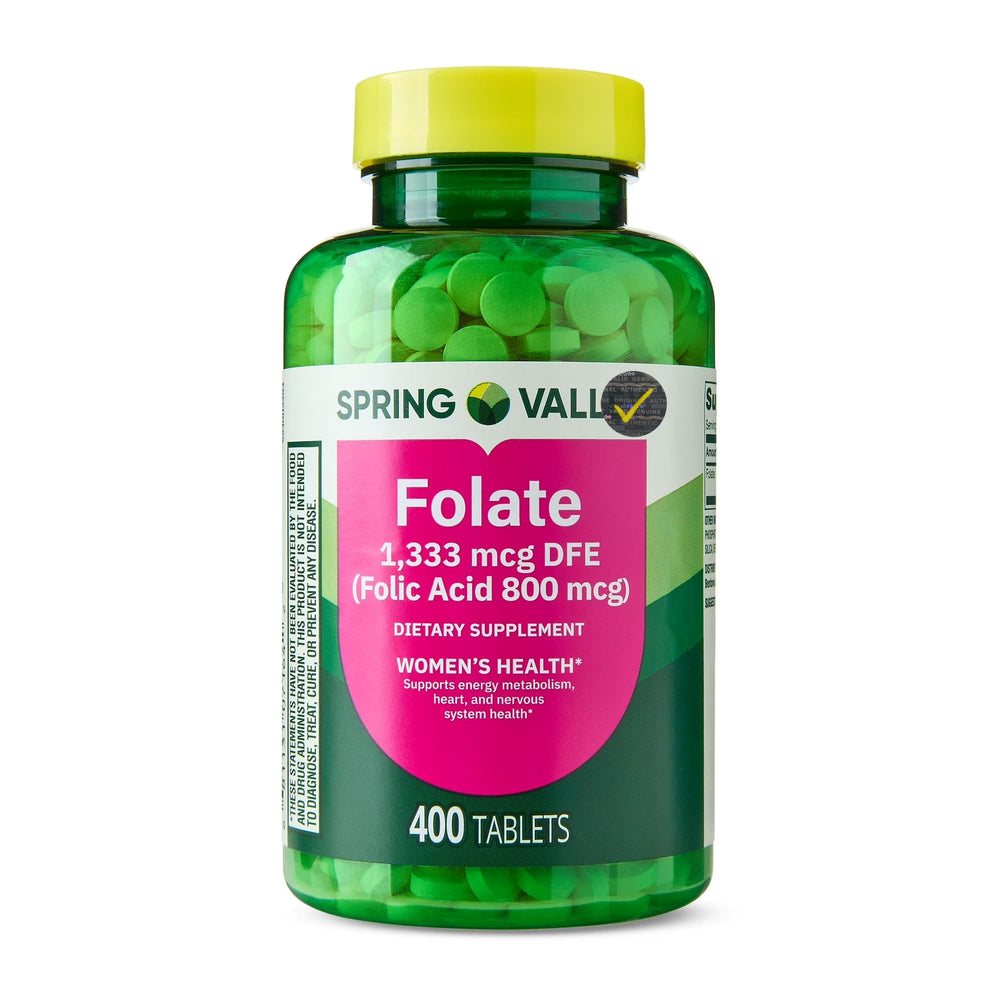 Folate 1,333 mcg DFE bottle, a gluten-free option for daily women's health support.