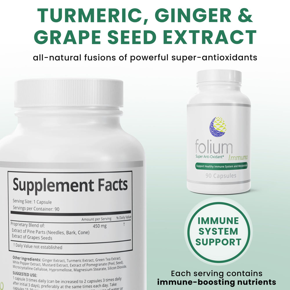 Folium Immuno label front highlighting natural ingredients for resilience.