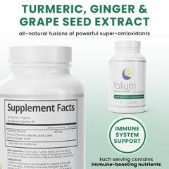Folium Immuno label front highlighting natural ingredients for resilience.