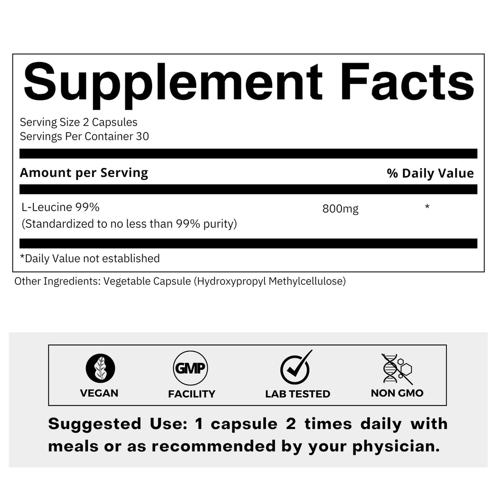 FOLIUS LABS L-Leucine capsules in bottle, convenient intra-workout option