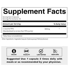 FOLIUS LABS L-Leucine capsules in bottle, convenient intra-workout option
