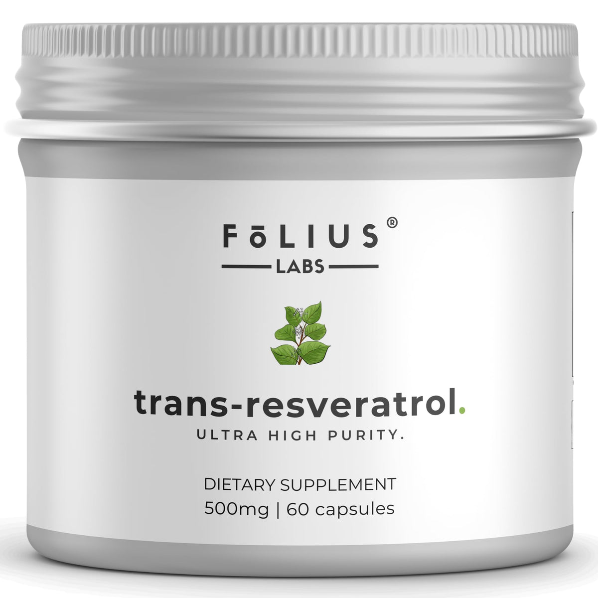 FOLIUS LABS Ultra High Purity Resveratrol capsules for daily antioxidant support.