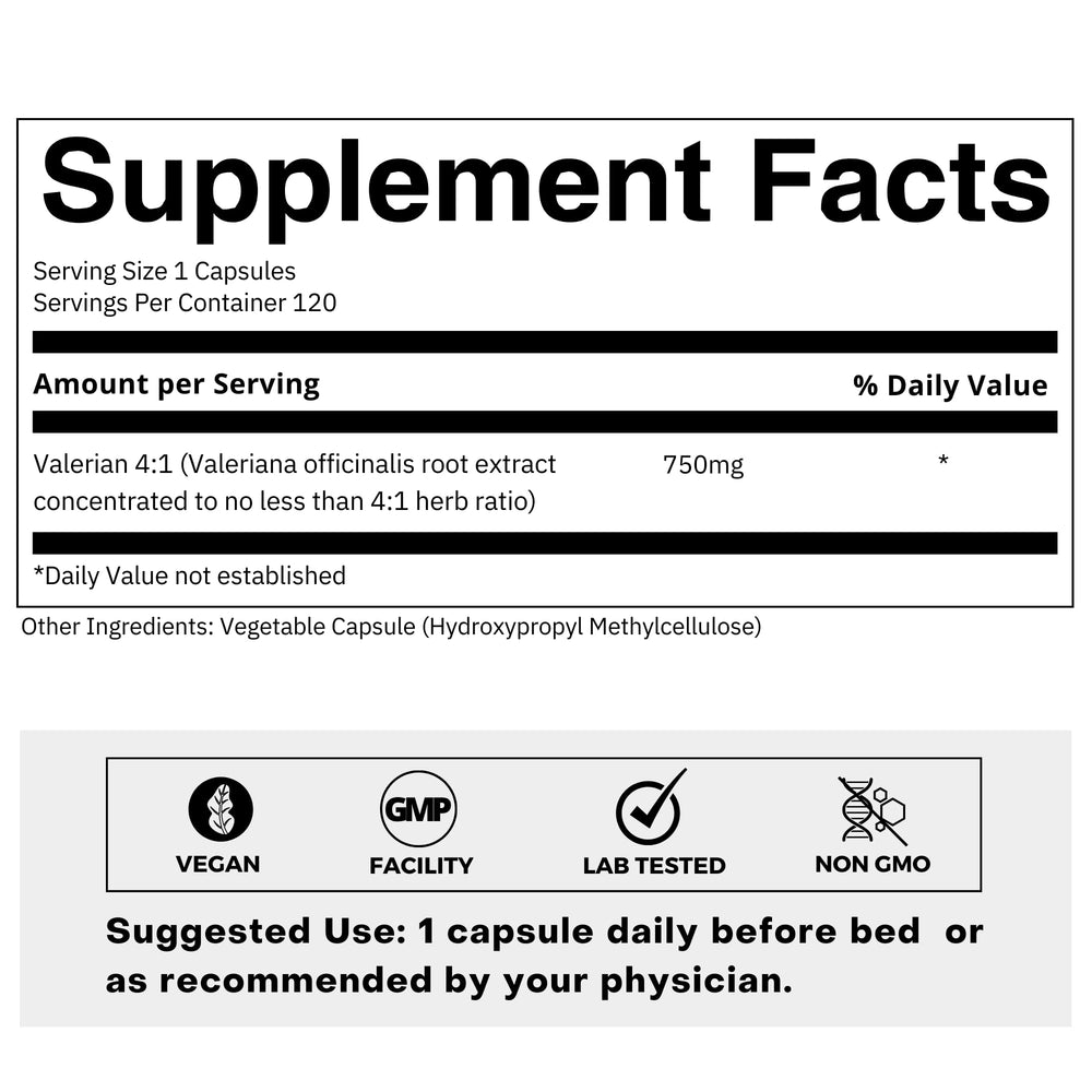 Close-up of FOLIUS LABS Valerian capsules for easy daily relaxation.