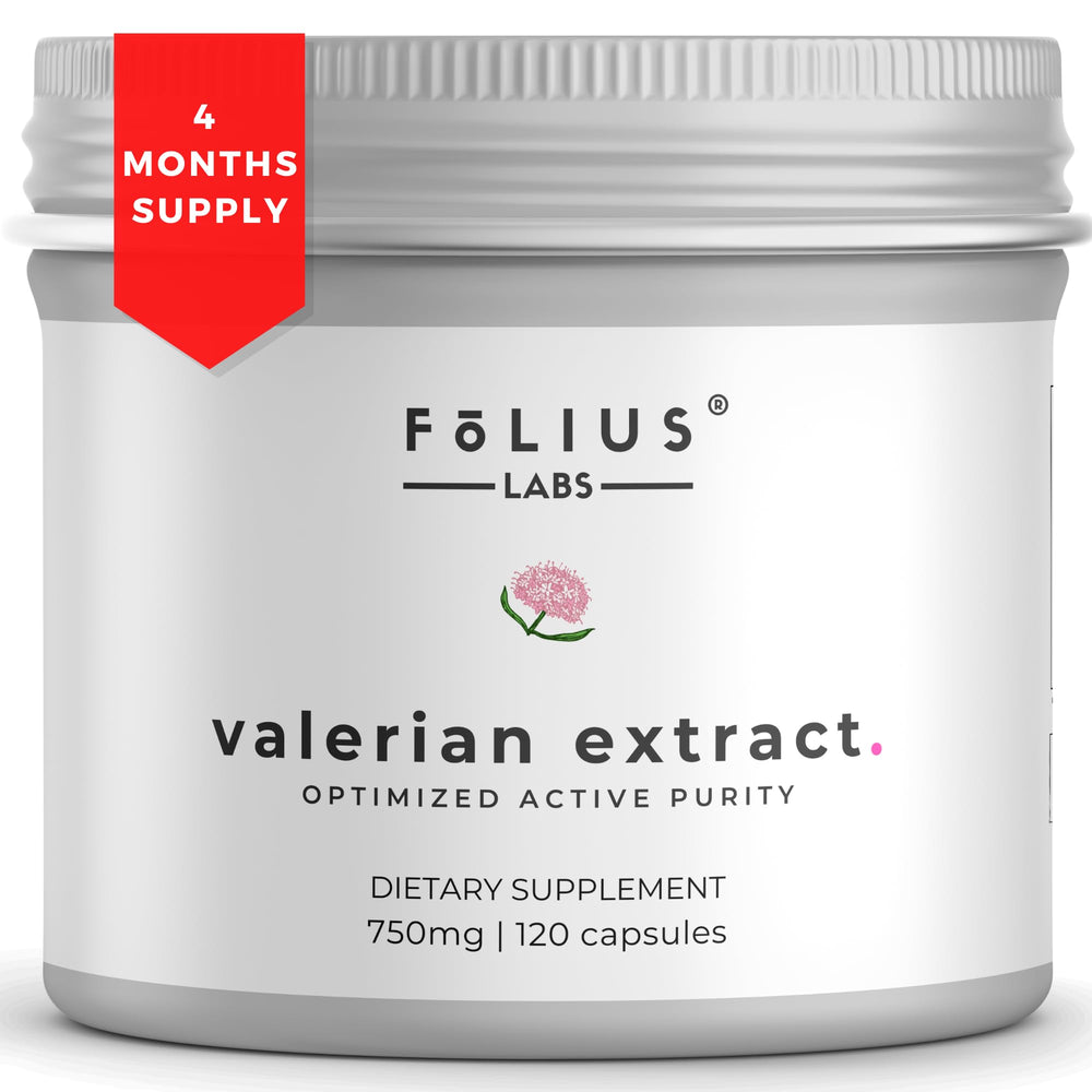 FOLIUS LABS Valerian 4:1 bottle on shelf signals trusted calming support.