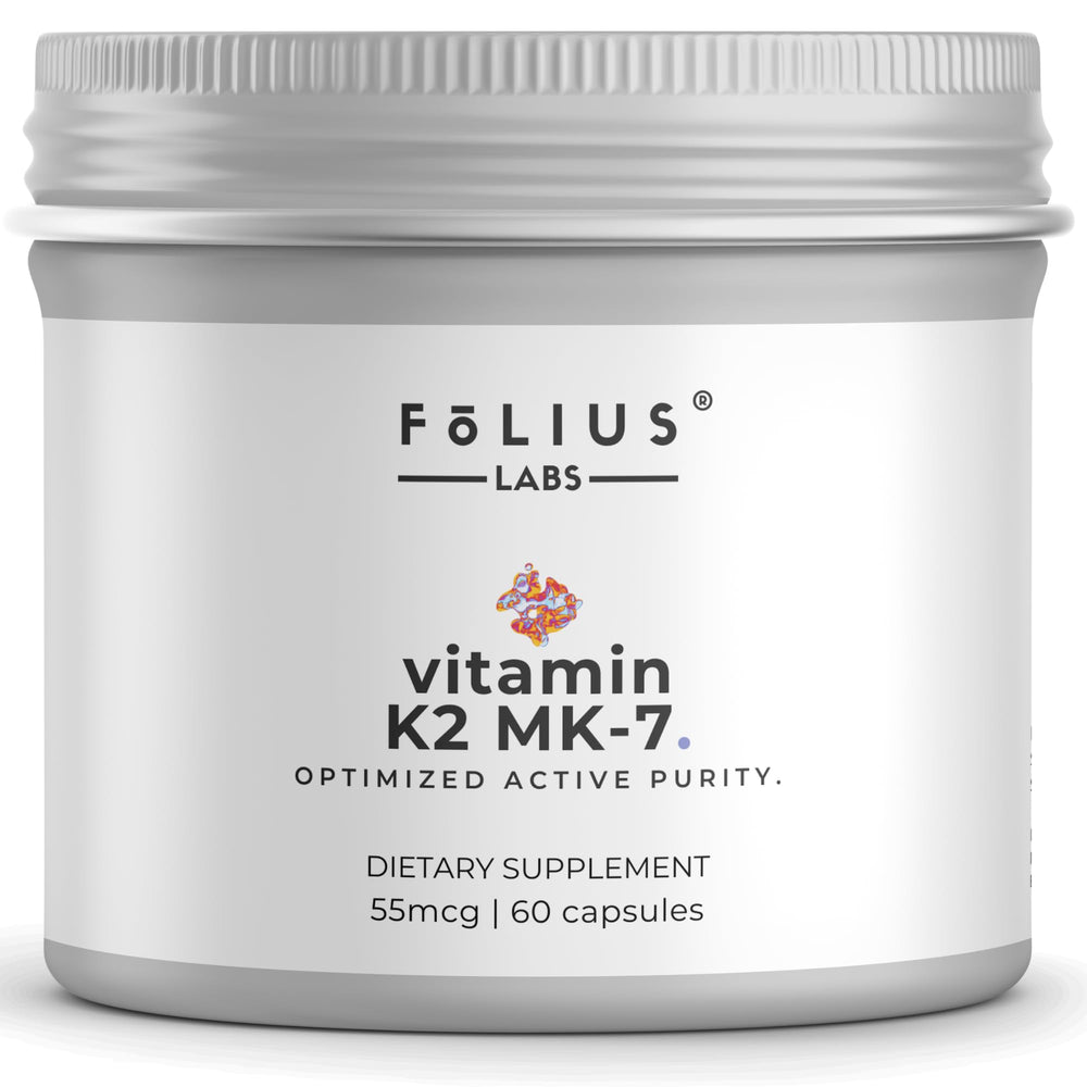 FOLIUS LABS Vitamin K2 MK-7 55mcg bottle for potential bone and heart health support
