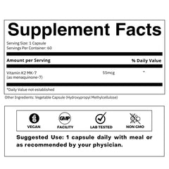 FOLIUS LABS Vitamin K2 MK-7 capsules ready for daily use toward calcium balance