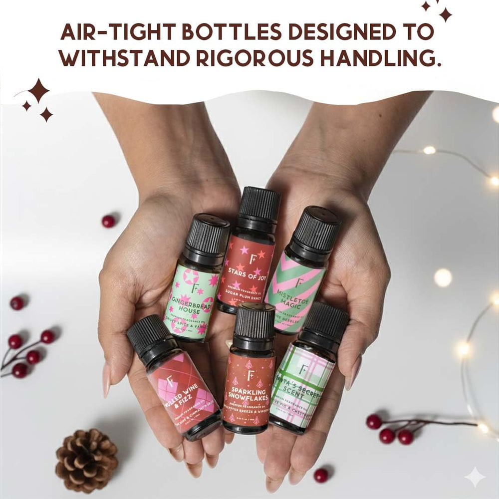 Folkulture diffuser with oils on a cozy holiday table.