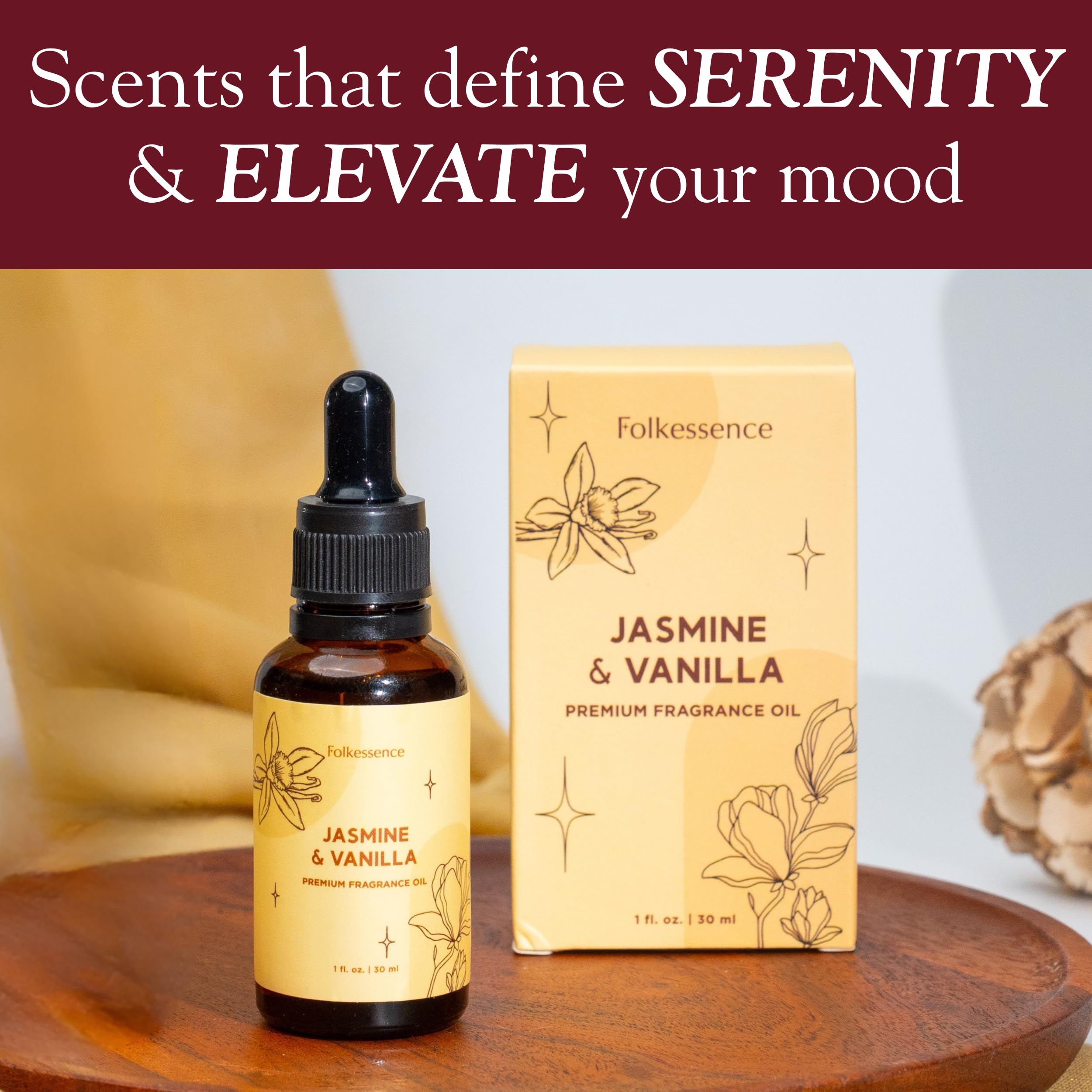 Folkulture Jasmine & Vanilla reed diffuser emits soft, comforting notes