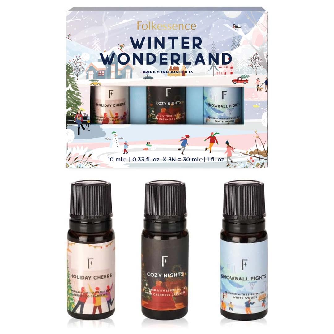 Folkulture Winter Wonderland White Woods oil bottle for cozy evenings