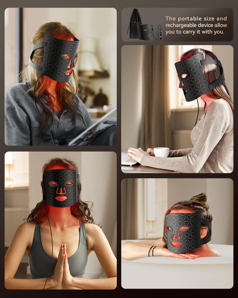 FOLOKE wearing on face during a relaxed home session.