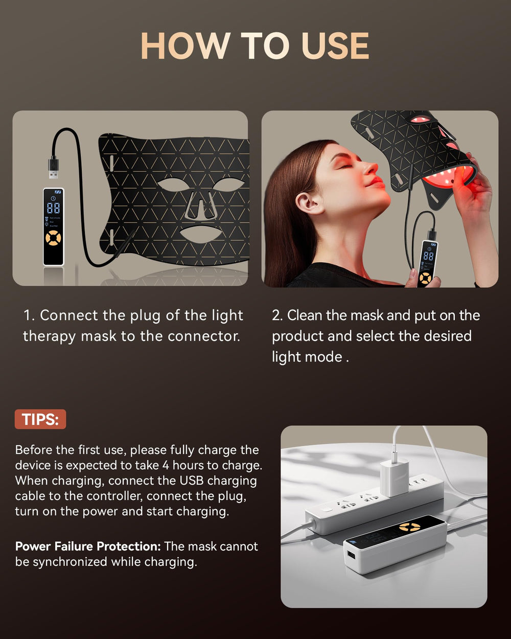 FOLOKE LED Mask side view highlights slim profile and adjustable straps