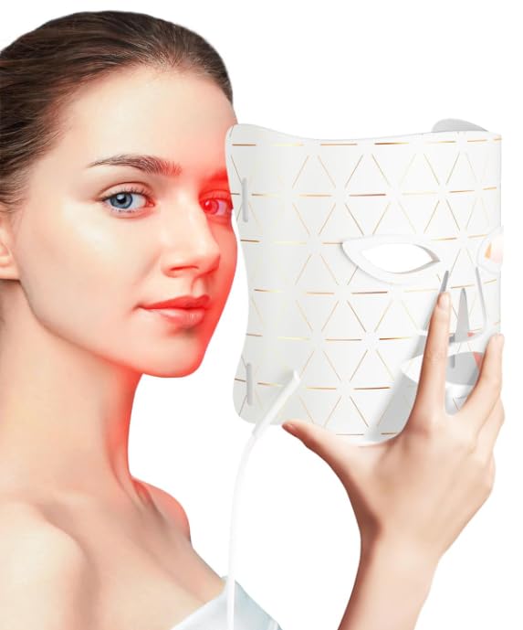 FOLOKE LED mask front view with soft silicone fit for comfortable home use.