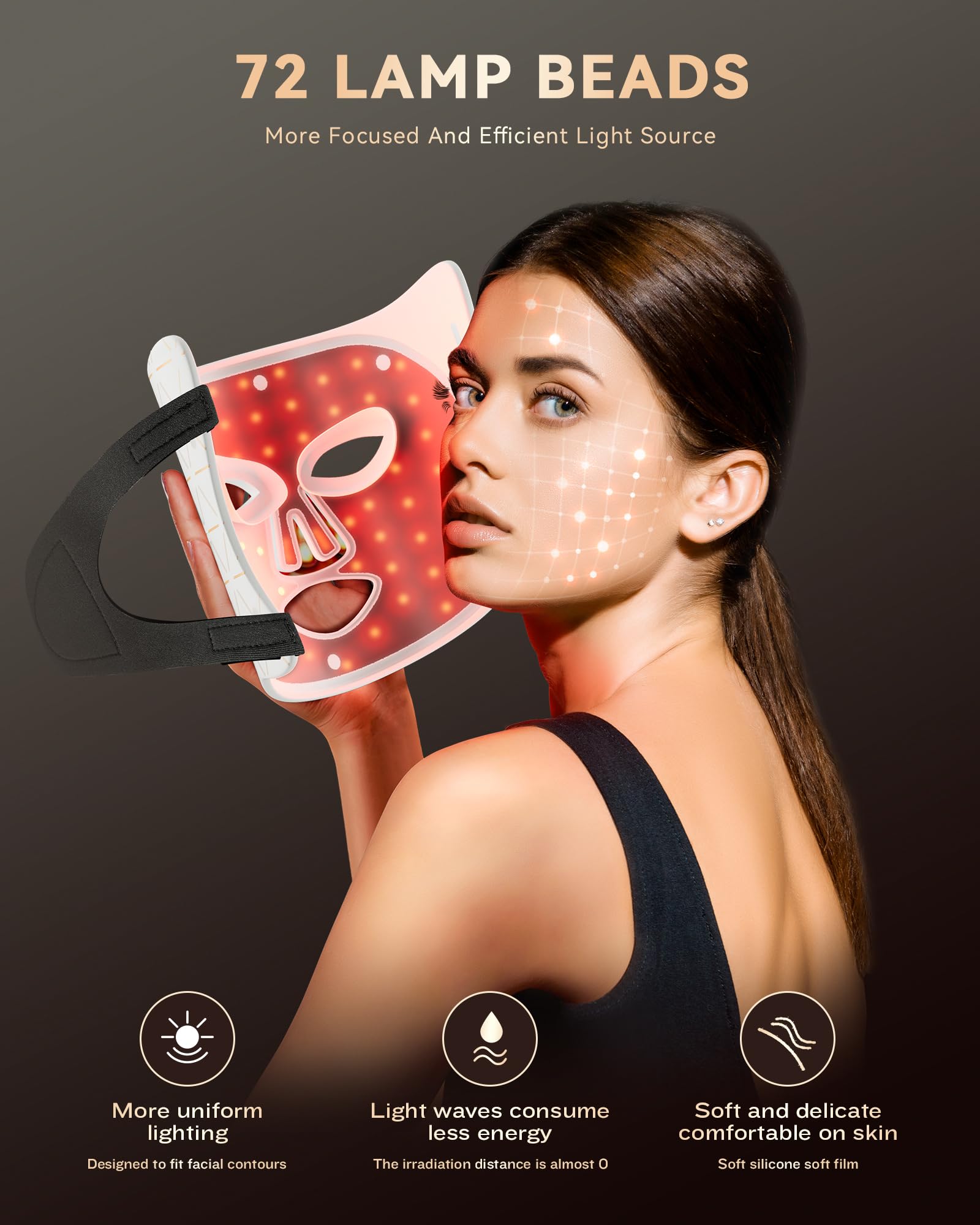 FOLOKE LED mask worn during a 10-minute home session.
