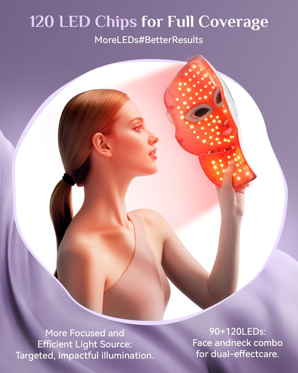 FOLOKE LED therapy mask 120 LED beads for comprehensive facial treatment