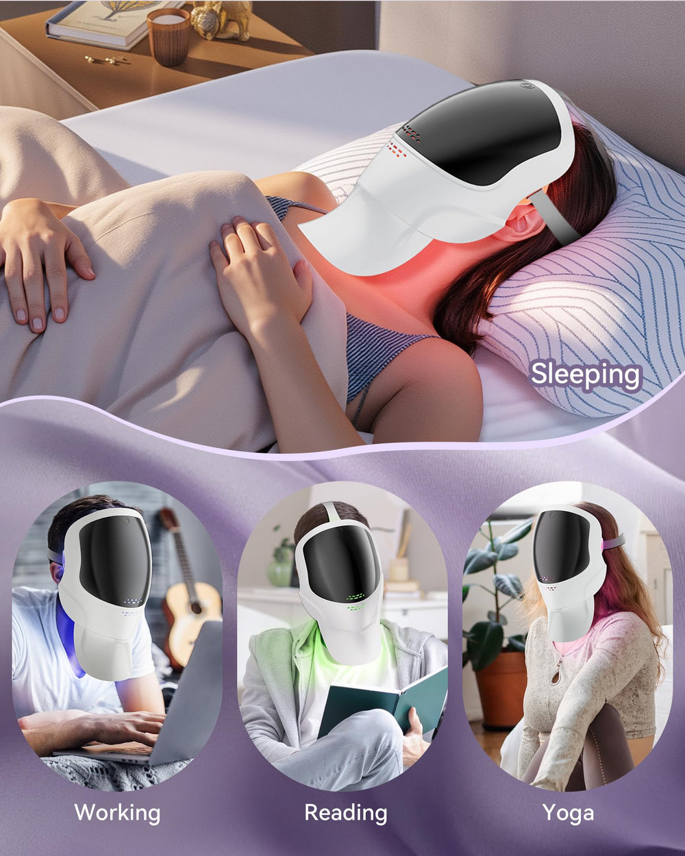 FOLOKE LED therapy mask packaging with neck attachment and manual